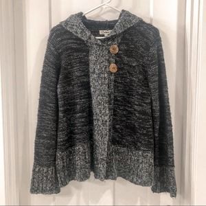 Carducci Knit Hooded Black and Gray Sweater